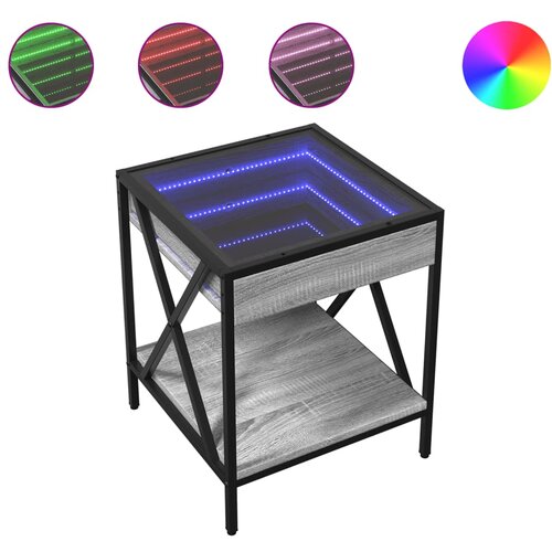 Maison Chic Klubska mizica - kavna mizica - Nizka mizica z neskončnimi LED siva sonoma 40x40x49 cm, (21752351) Cene
