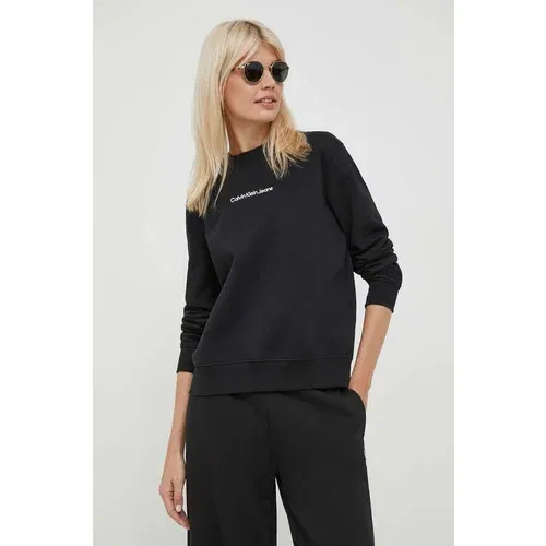 Calvin Klein Jeans Dukserica za žene, boja: crna, s aplikacijom