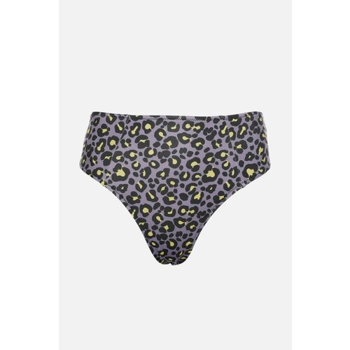 Trendyol Purple Leopard Pattern High Waist Bikini Bottom Slike