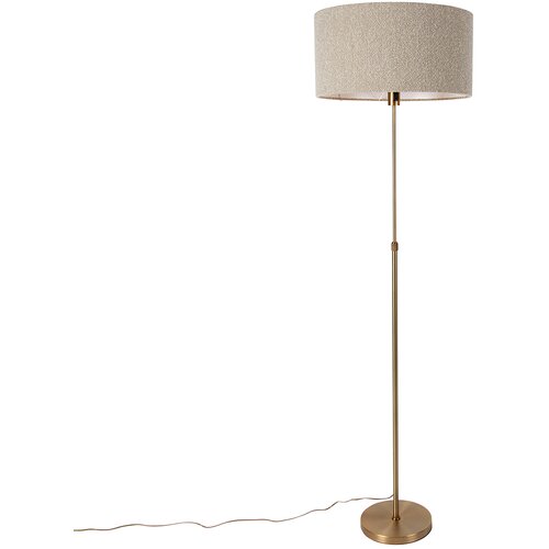 QAZQA Stoječa svetilka nastavljiva bronasta z boucle senčnikom taupe 50 cm - Parte Cene