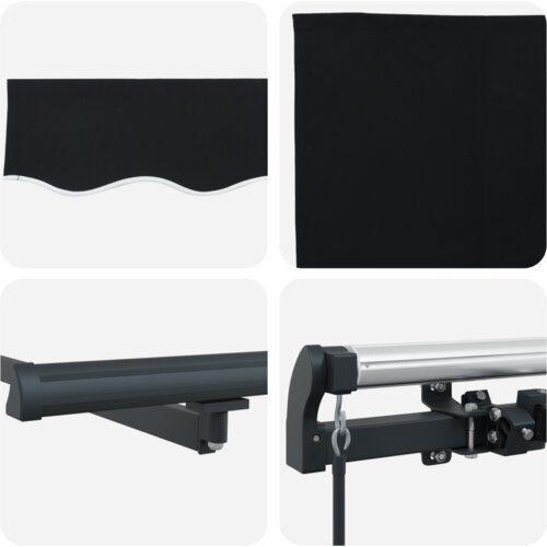 vidaXL Ručna uvlačiva tenda Crna 400x300 cm, Tenda zamjenski materijal za okvir 4x3 m Crna Cene