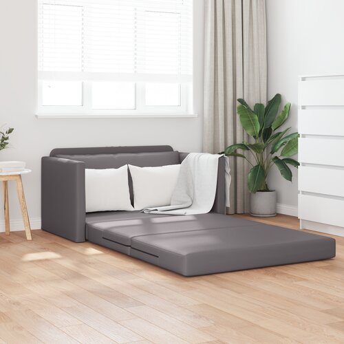 vidaXL talni raztegljiv kavč 2-v-1 siva 124x71x78 cm umetno usnje Cene