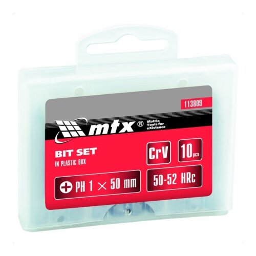 Mtx 113809 Set bitova PH1 , 50mm, 45X čelik, 10 delova u plastičnoj kutiji ( 113809 ) Cene