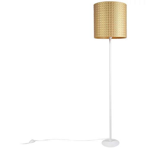 QAZQA Vintage talna svetilka bela z zlatim trikotnikom 40 cm - Simplo