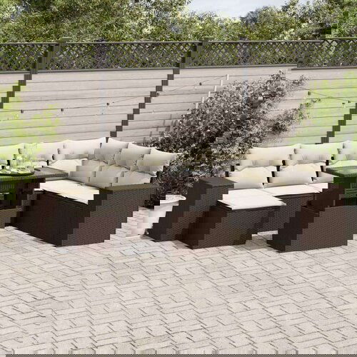  9-dijelni set vrtnih sofa s jastucima poliratan smeđi Cene