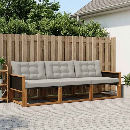  Set vanjskih sofa s jastukom 3 pcs Prirodna i svjetlosiva Cene