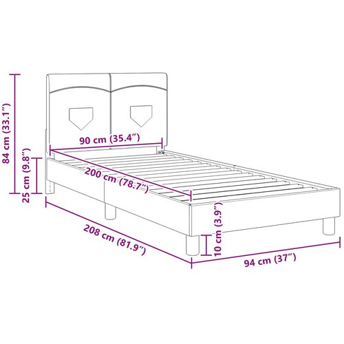  Krevet za djecu s uzglavljem Traper plava 90 x 200 cm tkanina Slike