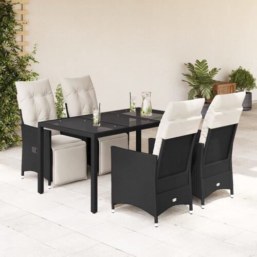  5-dijelni vrtni blagovaonski set s jastucima od poliratana crni Crna 150 x 90 x 75 cm Cene