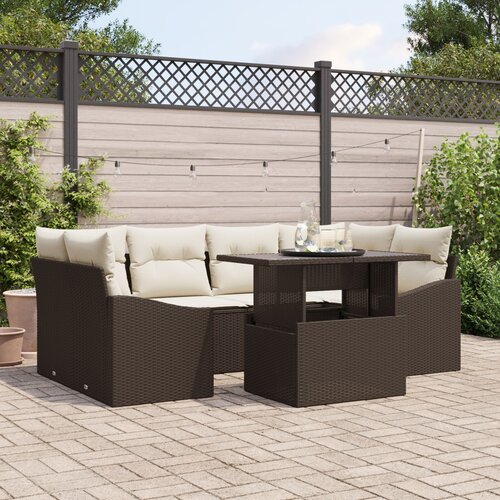 VidaXL Vrtna sofaset Set od 7 Smeđa Ratan Vrtna sofaset Pravokutni Slike