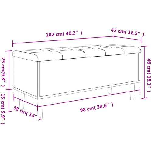  Klupa za pohranu boja hrasta 102x42x46 cm od konstruiranog drva Slike