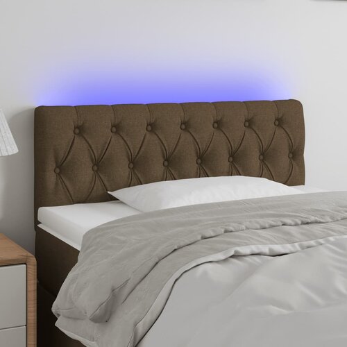 vidaXL LED posteljno vzglavje temno rjavo 100x7x78/88 cm blago Cene