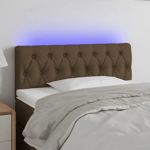 vidaXL LED posteljno vzglavje temno rjavo 100x7x78/88 cm blago