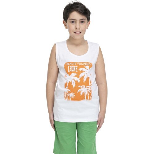 Leone 1947 Majice brez rokavov Boy Tank + Bermuda Beach Bela Slike