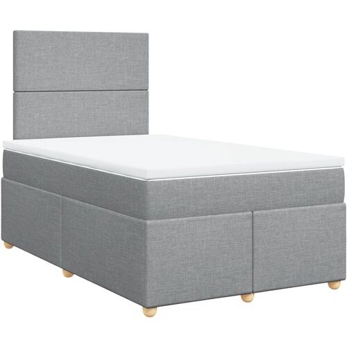 vidaXL Box spring postelja z vzmetnico svetlo siva 120x200 cm blago, (21309755) Cene