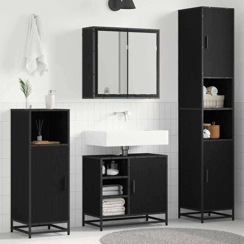 VidaXL set namje&amp;scaron;taja za kupaonicu 3 pcs crni hrast 65 x 33 x 60 cm Slike