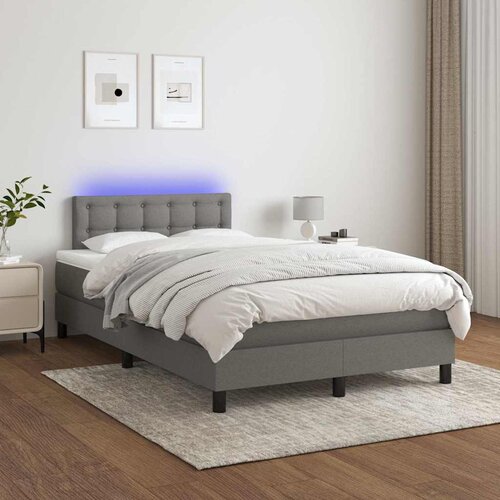  box spring s madracem LED tamnosivi 120 x 200 cm tkanina Slike