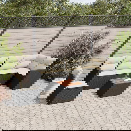 VidaXL 7-dijelni set vrtnih sofa od poliratana s jastucima crni Slike