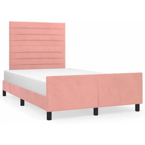  Okvir za krevet s uzglavljem ružičasti 120x190 cm baršunasti