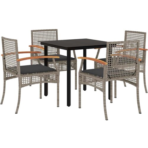  5-dijelni vrtni blagovaonski set sivi od poliratana Siva Dužina stola 80 cm Slike