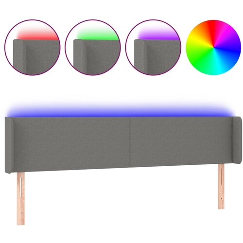 Maison Chic led posteljno vzglavje - vzglavna omarica - nočna omarica temno sivo 183x16x78/88 cm blago, (21707842) Slike