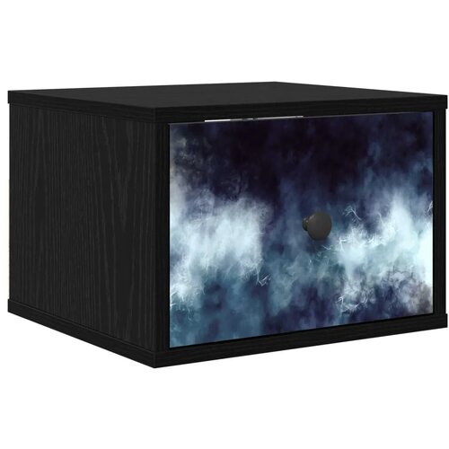  Wall-mounted noćni ormarić RAALTE Crni hrast 36 x 33 x 25 cm - Crni hrast Plavi mramorni uzorak 1 Slike