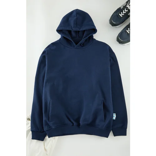 Trendyol Indigo Oversize/Wide Cut Fleece Sweatshirt