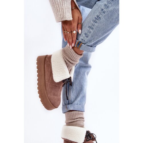 Boto Women's Platform Snow Boots Beige Olimuka Cene