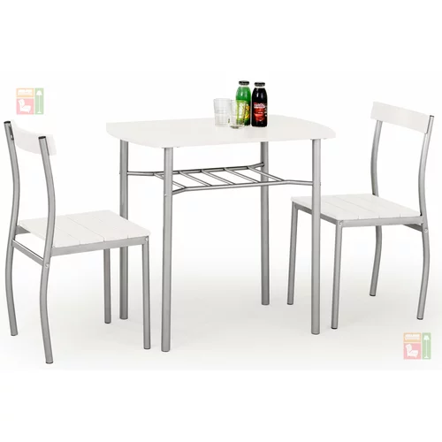 Halmar Jedilna miza Lance + 2 stola - bela