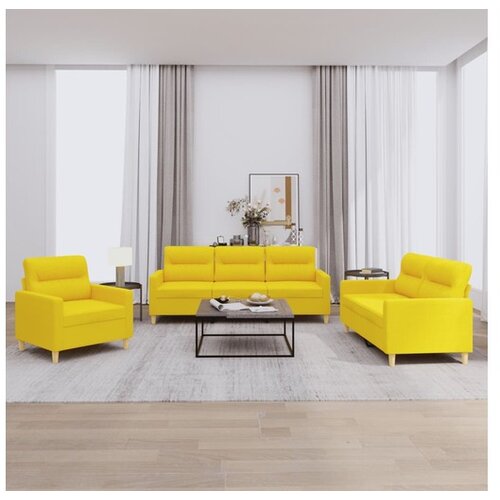 VidaXL 3-dijelni set sofa s jastucima svjetložuti od tkanine Slike
