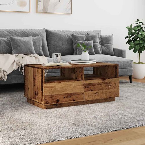  Stolić za kavu s LED svjetlima boja starog drva 90x49x40 cm Slike