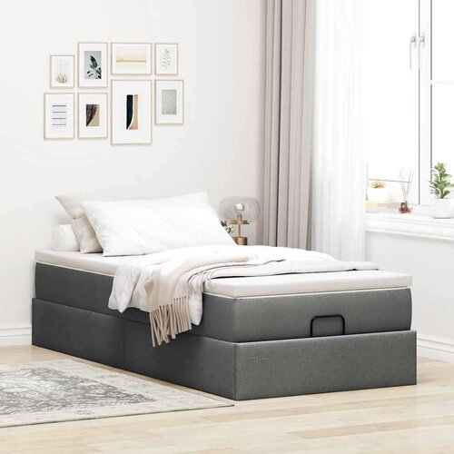 VidaXL otomanski okvir kreveta s madraca tamnosivi 100x200cm tkanine Slike