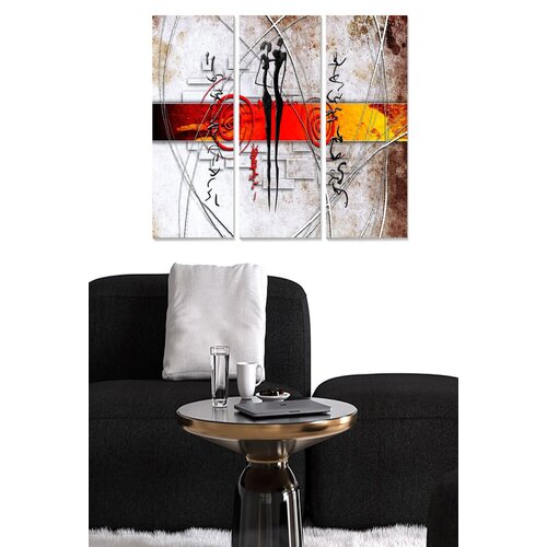 Wallity MDF1114209266 Multicolor Decorative MDF Painting (3 Pieces) Cene