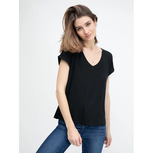 Big Star Woman's V_neck_ss T-shirt 152083 Knitted-906