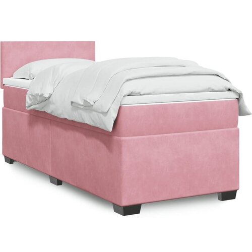vidaXL Box spring postelja z vzmetnico roza 100x200 cm žamet Cene