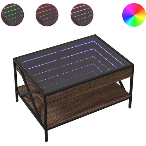 Maison Chic Klubska mizica - kavna mizica - Nizka mizica z neskončnimi LED rjavi hrast 70x50x38 cm, (21752207) Slike