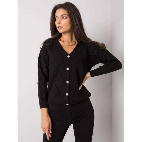 Fashion Hunters RUE PARIS Black women&amp;#039;s sweater with buttons Slike