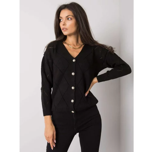 Fashion Hunters RUE PARIS Black women's sweater with buttons
