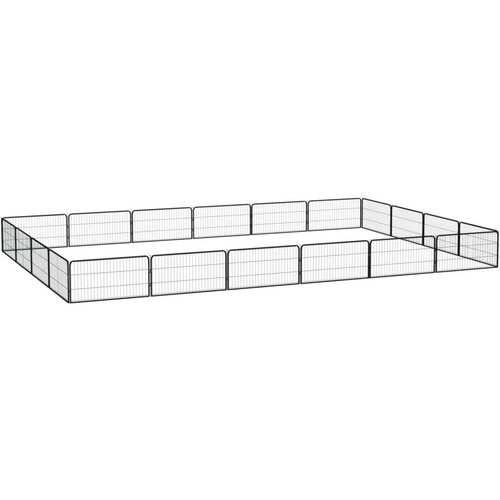  Pasja ograda z 20 paneli črna 100x50 cm pra&scaron;no barvano jeklo - - črna - 3,3 - 600 x 400 x 50 cm - 2025- Cene