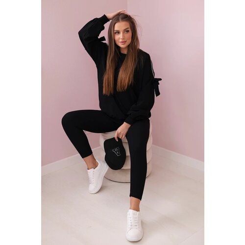 Kesi Set of sweatshirt with bow on the sleeves and leggings in black Cene