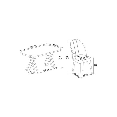 Hanah home Set trpezarijskog stola i stolica (7 delova) Kaye Black Marble Cappuccino Slike