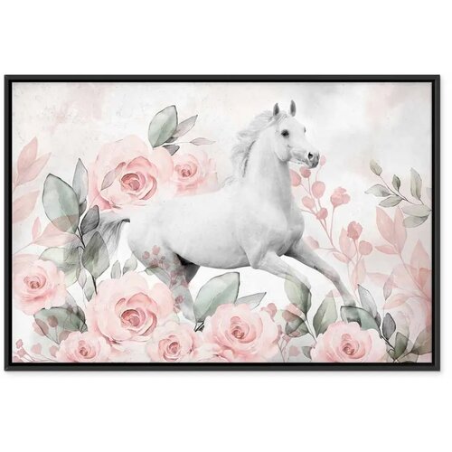 Slika - Gallop Among the Roses (1 Part) Wide 60x40 U crnom drvenom okviru Slike