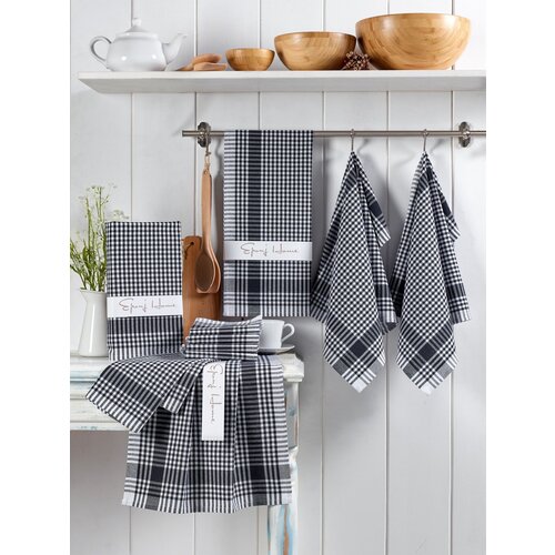 Pötikareli - Black BlackWhite Wash Towel Set (10 Pieces) Slike