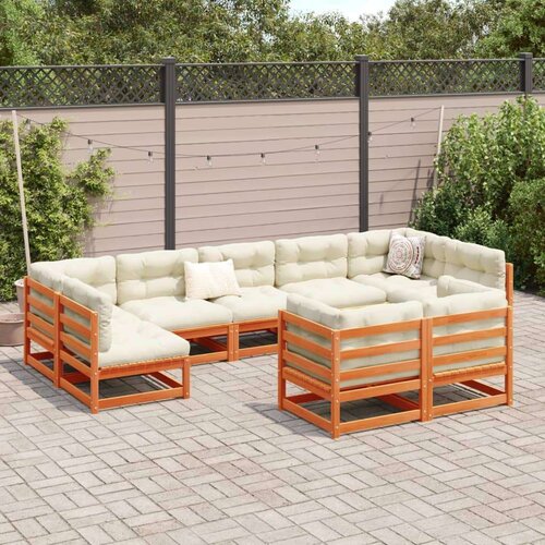 vidaXL 9-dijelni set vrtnih sofa s jastucima voštano smeđi od borovine Cene