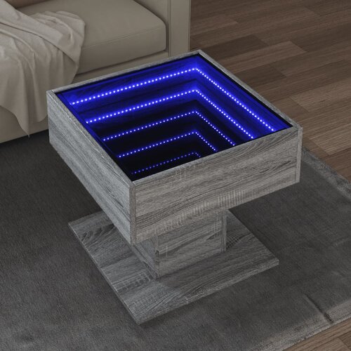 Furnova Klubska mizica LED siva sonoma 50x50x45 cm inženirski les, (21913429) Cene