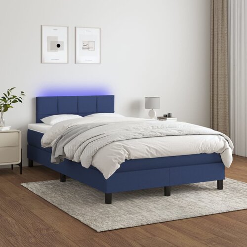  box spring s madracem LED plavi 120 x 200 cm od tkanine Cene