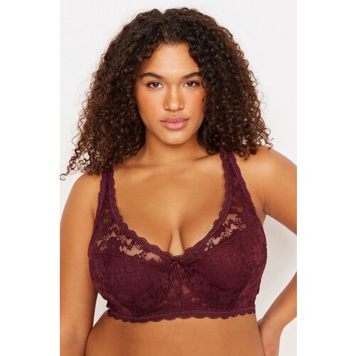 Trendyol Curve Claret Red Lace Contouring Bra Slike