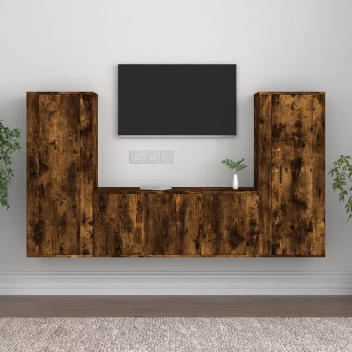 vidaXL 3-dijelni set TV ormarića boja dimljenog hrasta drveni