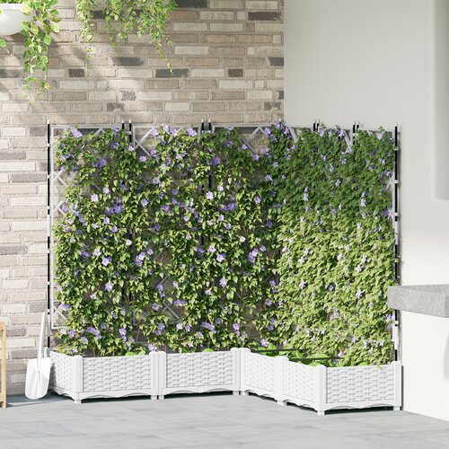 vidaXL Vrtna korita Bela Plastika 120 x 120 x 125.5 cm Cene