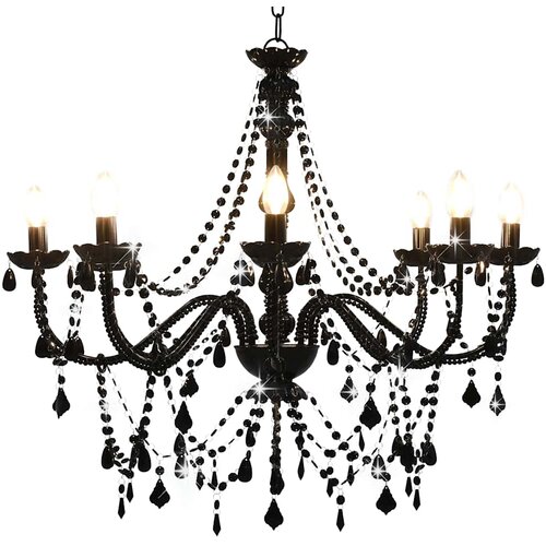  Luster s perlama crni 8 žarulja E14 Cijene