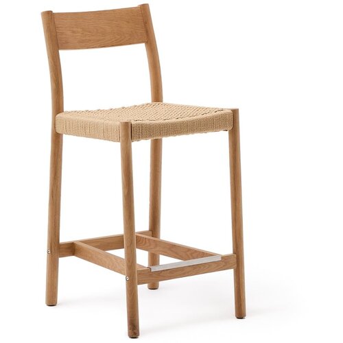 Kave Home Barska stolica od punog hrasta u prirodnoj boji (visine sjedala 65 cm) Yalia – Cijene